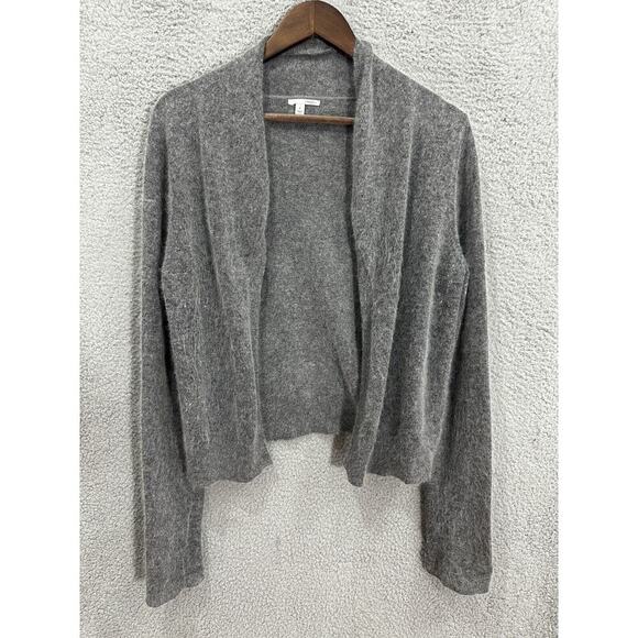 Halogen Cardigan Womens Medium Gray Open Front Angora Wool Quiet‎ Luxury Minimal - Picture 1 of 7